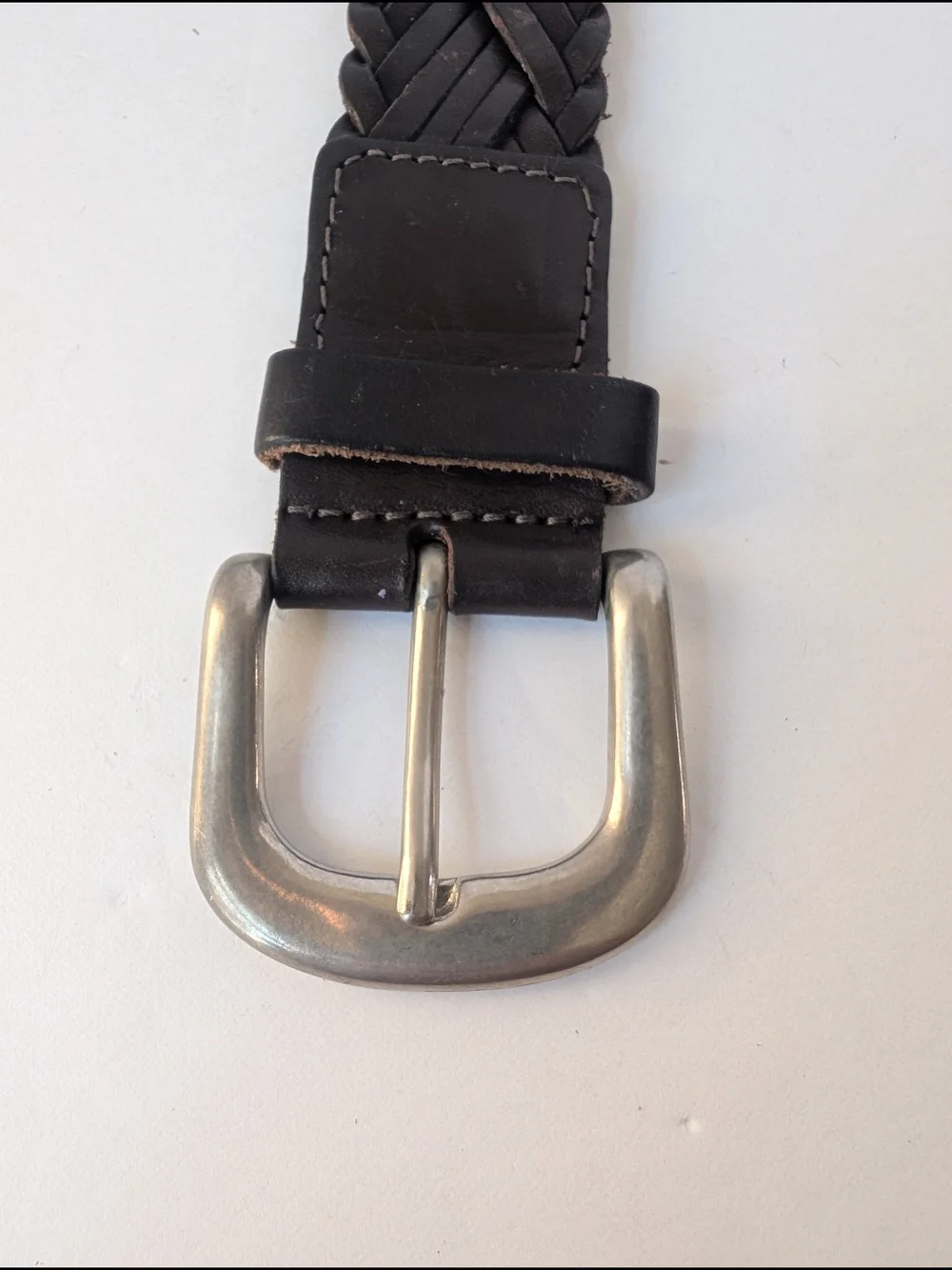 Banana Republic Dark Brown Braided Genuine Leather Belt Size M Brass Buckle